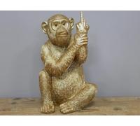 Rude Monkey Ornament Up Yours Chimpanzee Figure Funny Chimp Stunning Gold Finish Resin 19cm