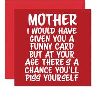 Rude Mother Birthday Card - P*ss Yourself - Funny Happy Birthday Card for Mother from Son Daughter, 145mm Joke Humour Bday Greeting Cards