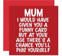 Rude Mum Birthday Card - P*ss Yourself - Funny Happy Birthday Card for Mum from Son Daughter, 145mm Joke Humour Bday Greeting Cards