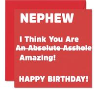 Rude Nephew Birthday Card - Absolute A**hole - Funny Happy Birthday Card for Nephew from Auntie Uncle, 145mm Joke Humour Bday Greeting Cards