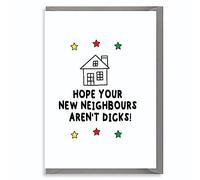 New Home Card - Quirky Housewarming Greeting with New Address Cards - Humorous New House Card, Unique UK Design, Envelope Included, Perfect for Moving Announcements - Neighbours H1