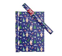 Rude Novelty Christmas Wrapping Paper Roll - Blue Rude Nude Santa Festive Wrap - Novelty Funny Wrap - 50cm x 15m - Joke Xmas Wrapping Paper Roll
