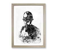 Rude Policeman In Abstract Modern Framed Print | A2 Oak Framed Wall Art | Ready to Hang | Abstract Fantasy Picture | Living Room Bedroom Lounge Office