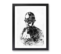 Rude Policeman In Abstract Modern Framed Print | A3 Black Framed Wall Art | Ready to Hang | Abstract Fantasy Picture | Living Room Bedroom Lounge Office