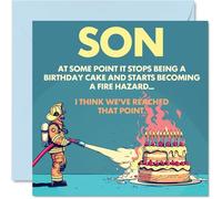 Rude Son Birthday Card - Fire Hazard - Funny Happy Birthday Card for Son from Dad Mum, 145mm Joke Humour Bday Greeting Cards