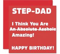 Rude Step Dad Birthday Card - Absolute A**hole - Funny Happy Birthday Card for Step Dad from Son Daughter, 145mm Joke Humour Bday Greeting Cards
