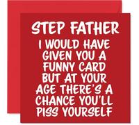 Rude Step Father Birthday Card - P*ss Yourself - Funny Happy Birthday Card for Step Father from Son Daughter, 145mm Joke Humour Bday Greeting Cards