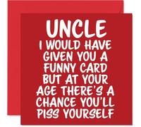 Rude Uncle Birthday Card - P*ss Yourself - Funny Happy Birthday Card for Uncle from Nephew Niece, 145mm Joke Humour Bday Greeting Cards