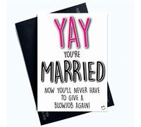 Rude Wedding Cards Funny Greeting Cards Just Married for Couples Engagement Profanity Cards for Him for Boyfriend Husband Fiancé Fiancée LGBTQ LGBT Gifts Comedy PC802