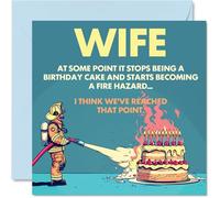 Rude Wife Birthday Card - Fire Hazard - Funny Happy Birthday Card for Wife from Husband Partner, 145mm Joke Humour Bday Greeting Cards