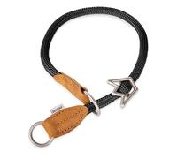 Rudelkönig Elegant Slip Collar for Dogs - Leather and Nylon Dog Slip Collar - ø 12mm - Comfortable retriever choke collar for large dogs in black