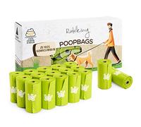 Rudelkönig poop bags for dogs - 300 dog poop bags made from recycled plastic - extra thick & tear resistant - Refill pack - 15 bags per roll