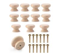 Rudfovn 12 Pcs Drawer Door Knobs, 3.4x2.5cm Wooden Door Knob for Handles Kitchen Cupboard Wardrobe