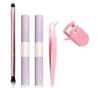 Rudfovn 2 Pcs Bond and Seal Lash Glue, 2 in 1 Cluster Eyelashes Glue with Double Ended Brush, Tweezers, Eyelash Curler for Women