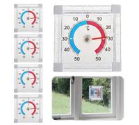 Rudfovn 5 Pcs Self Adhesive Window Outdoor Thermometers Weatherproof, 7.5cm x 7.5cm x 2.3cm Outside Thermometer