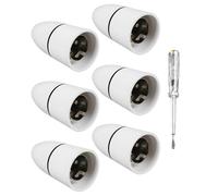 Rudfovn 6 Pcs B22 Bayonet Ceiling Light Fitting with Screwdriver, Ceiling Rose Lamp Holder for Secure Bulb Installation, Suspended Pendant Fixtures for Home & Workspace
