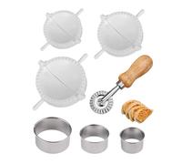 Rudfovn 7 Pcs Dumpling Maker Set, 3 Ravioli Molds Press & 3 Dough Press & 1 Pie Cutter, Meat Pie Cutter for Home Kitchen Cooking