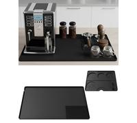 Rudfovn Coffee Machine Mat Counter Protector with Detachable Tamping Station, 60x40cm 2 in 1 Silicone Heat Resistant Coffee Mat
