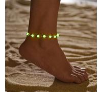 RUDFUZ 1. Charming Glow-in-the-dark Beaded Ankle Bracelets for Ladies and Girls, Vibrant Stretchable Beaded Anklets as Jewelry Pieces or Gifts'