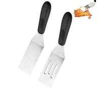 RUDFUZ 2 Pcs Small Spatula Mini Spatula for Flipping, Cooking and Baking Metal Spatula for Serving and Turning Stainless Steel Small Spatula for Steaks Pancakes Brownies Desserts Cookie Eggs