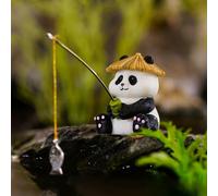 RUDFUZ Funny Fishing Panda Statues Resin Cute Panda Fisher Sculpture Aquarium Tank Animal Landscape Ornaments Anglers Lovers Collectible Figurines for Outdoor Lawn Yard Garden Balcony Pond Decoration