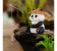 RUDFUZ Funny Fishing Panda Statues Resin Cute Panda Fisher Sculpture Aquarium Tank Animal Landscape Ornaments Anglers Lovers Collectible Figurines for Outdoor Lawn Yard Garden Balcony Pond Decoration