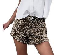 RUDFUZ Leopard Print Jean Shorts Womens Y2k Fashion Zippers Pocket Female Wide Leg Pants 2024 Spring Summer Street Lady Leopard Print Jean Shorts