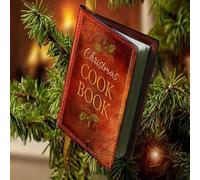 RUDFUZ Mini Cook Book Christmas Ornament Vintage Miniature Cook Book Pendant Hanging Ornament Christmas Tree Cookbook Decoration 18 Pages Christmas Recipes, Holiday Decor for Food and Book Lovers