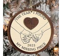 RUDFUZ Personalized The Year I Found My Missing Piece 2-Layered Wooden Ornament, Valentine's Day Christmas Ornament For Couples, Anniversary Birthday Gifts For Husband, Wife