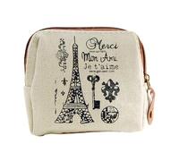 RUDFUZ Vintage Paris Coin Purse Korean Small Bag Nostalgic Memory Canvas Coin Bag Urban Simplicity Zipper Wallet Coin Pouch