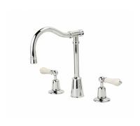 Rudge & Co Rudge and Co Canterbury Deck Mounted 3 Hole Kitchen Tap With Optional Handles & Finishes Finish: Chrome, Tap Head Style: Cross Head