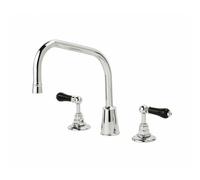Rudge & Co Rudge and Co Pevensey Deck Mounted 3 Hole Kitchen Tap With Optional Handles & Finishes Finish: Chrome, Tap Head Style: Cross Head