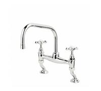 Rudge & Co Rudge and Co Pevensey Deck Mounted U Spout Kitchen Tap With Optional Handles & Finishes Finish: Chrome, Tap Head Style: Cross Head