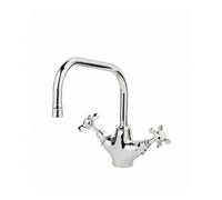 Rudge & Co Rudge and Co Pevensey Deck Mounted V Body Kitchen Tap With Optional Handles & Finishes Finish: Chrome, Tap Head Style: Black Tulip