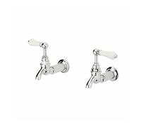 Rudge & Co Rudge and Co Pevensey Wall Mounted Bib Taps Pair With Optional Handles & Finishes Finish: Chrome, Tap Head Style: Cross Head