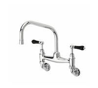 Rudge & Co Rudge and Co Pevensey Wall Mounted U Spout Kitchen Tap With Optional Handles & Finishes Finish: Chrome, Tap Head Style: Cross Head