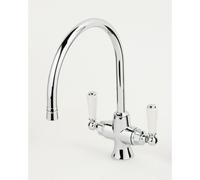 Rudge & Co Rudge and Co Richmond Deck Mounted Cross Body Swan Kitchen Mixer Tap With Optional Handles & Finishes Finish: Chrome, Tap Head Styl