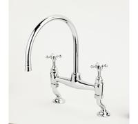 Rudge & Co Rudge and Co Richmond Wall Mounted Swan Kitchen Mixer Tap With Optional Handles & Finishes Finish: Chrome, Tap Head Style: Cross He