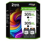 RUDGUZ 305XL Ink Cartridges Replacement for HP 305 XL Ink Cartridges for HP DeskJet 2320 2710 2720 2721 2722 2723 2724 Plus 4110 4120 Envy 6010 6020 Pro 6420 6422 6430 6432 printers (2-Pack, Black)