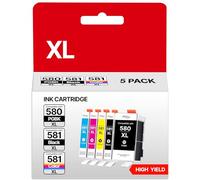 RUDGUZ 580XXL Ink for Canon Replacement PGI580XXL CLI581XXL for Canon PIXMA TS6251 TS6350 TS6351 TR8550 TS8150 TS8250 TS6150 TR7550 TS9150 TS6151 TS8251 TS6250 TS9550 TS705 TS8151(5-Pack)