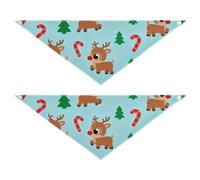 Rudolph and Christmas Treats Pet Triangle Scarf Good Breathability 2 Pack for Outdoor Wear Pets at Different Stages 30 × 12 2in