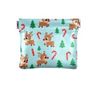 Rudolph and Christmas Treats PU Leather Small Coin pouching Fancy Change Holder Card Organizer for Women