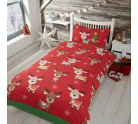 Rudolph & Friend's Xmas Childrens Single Duvet Quilt Cover Bedding Set