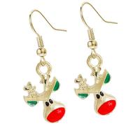 Rudolph the Red Nose Reindeer Gold Plated Drop Dangly Earrings with Gift Bag - Womens Girls Christmas Jewellery for Party, Secret Santa Gifts