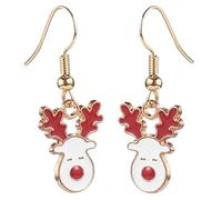 Rudolph the Red Nosed Reindeer Cute Enamel Christmas Earrings Girls Earrings Christmas Jewellery Secret Santa Present Stocking Fillers for Girls (3. White/Red/Gold)