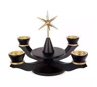 Rudolphs Schatzkiste Advent Light Modern Black Ash with Gold Star W x H x D 25 x 21.5 x 25 cm Advent Candle Holder Tea Light Candle Christmas Decoration Table Lamp Es