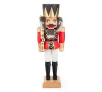 Rudolphs Schatzkiste Nutcracker King with Red Coat, Golden Crown, Sceptre and Shoulder Head W x H x D 12.5 x 36 x 10 cm