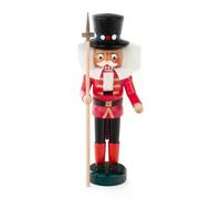 Rudolphs Schatzkiste Nutcracker Miniature Beefeater with Red Coat, Black Cylinder and Halberd, Height 14 cm, Mini Nutcracker, Guardian Figure, Tower Guard, Tin Soldier, Security Man, Wooden Miniature