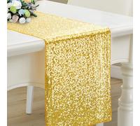 RUDONG M 1 Pack Gold Sequin Table Runner 12 x 108 Inch, Rectangle Glitter Table Runner Dining Table Centerpiece Decorations for Weddings, Banquet, Holiday, Birthday Party