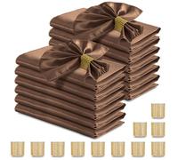 RUDONG M 100 Pcs Chocolate Brown Satin Napkins and Napkin Rings Set, 17 x 17 Inch Square Cloth Napkins Set of 50, Silky Soft Table Napkins Bulk for Weddings, Banquet, Parties Dinner Decoration